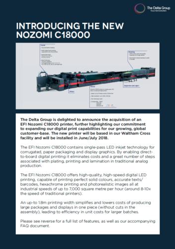 DELTA ADDS NEW DIGITAL PRINTER TO ACCELERATE GROWTH